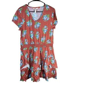 Matilda Jane Floral Print‎ Short Sleeves VNeck Tiered Dress Small